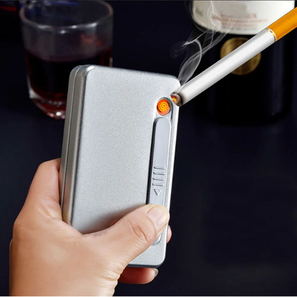 USB Зажигалка чехол для 20 сигарет упаковка для 100 мм Длина 5 мм Диаметр сигарет