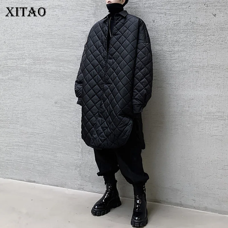 black GCC3197 XITAO размера плюс, модная женская парка,, с разрезом, полный рукав, маленькая, свежая, повседневная, с одной грудью, черная, миноритарная парка, пальто GCC3197 - Цвет: black GCC3197
