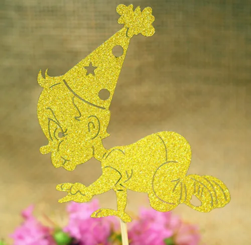 1pc Angel Happy Birthday Cake Flag Topper Gold Silver Flags For Wedding Birthday Party Cake Baking Decor Supplies