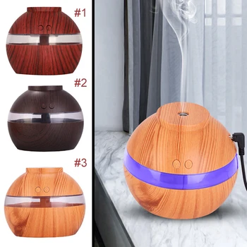 

Air Humidifier Aromatherapy Aroma Diffuser Wood Grain 300ml Usb Charging Convenient Useful Moisture Night Light LED Yoga