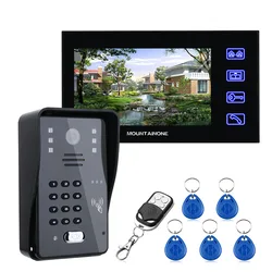 7 polegada telefone video da porta intercom campainha com senha rfid IR CUT 1000tv linha câmera sistema de controle acesso remoto sem fio
