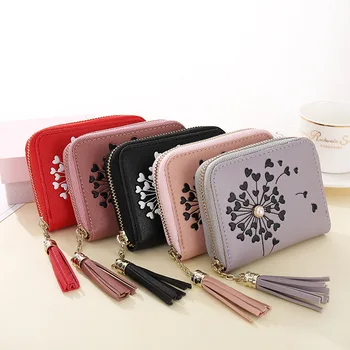 

NEW Tassel Print Zipper Women Wallet Leather Short Coin Purse Cards Holder Mini Wallet Flower Wallets Girls Carteira XC85