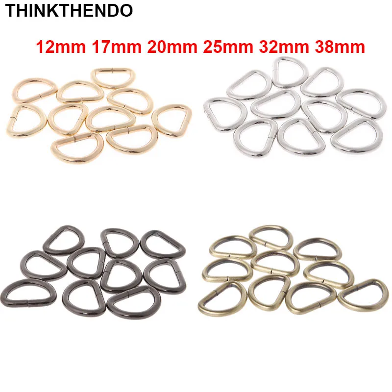 

10pcs 12mm 17mm 20mm 25mm 32mm 38mm Inner Width Metal Half Round Shaped Non Welded D Ring DIY Accessories