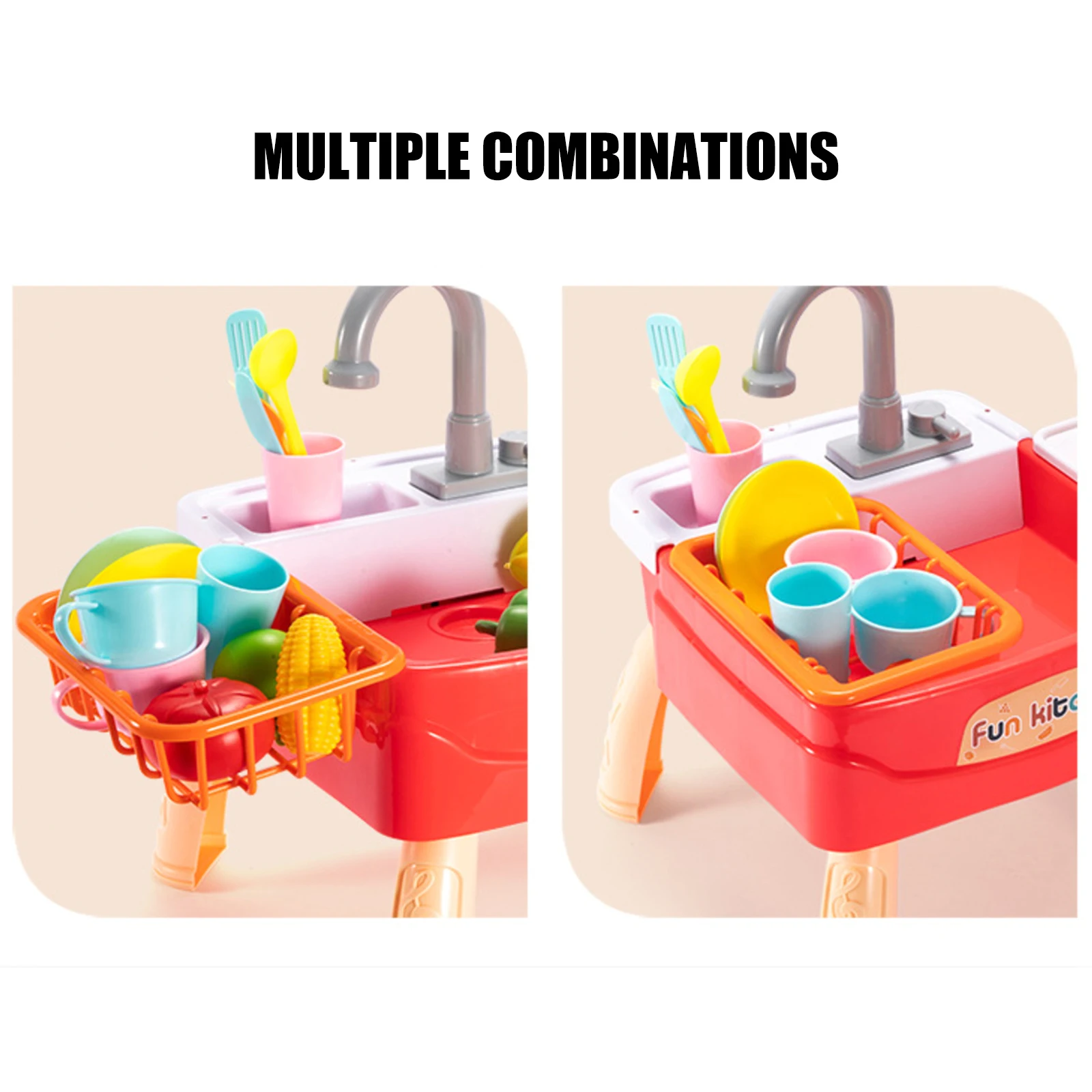 Doki Toy Kitchen Children Dishwasher Table Toy Simulation Sink Faucet Circulating Water Electric Wash Table Kids Role Toys