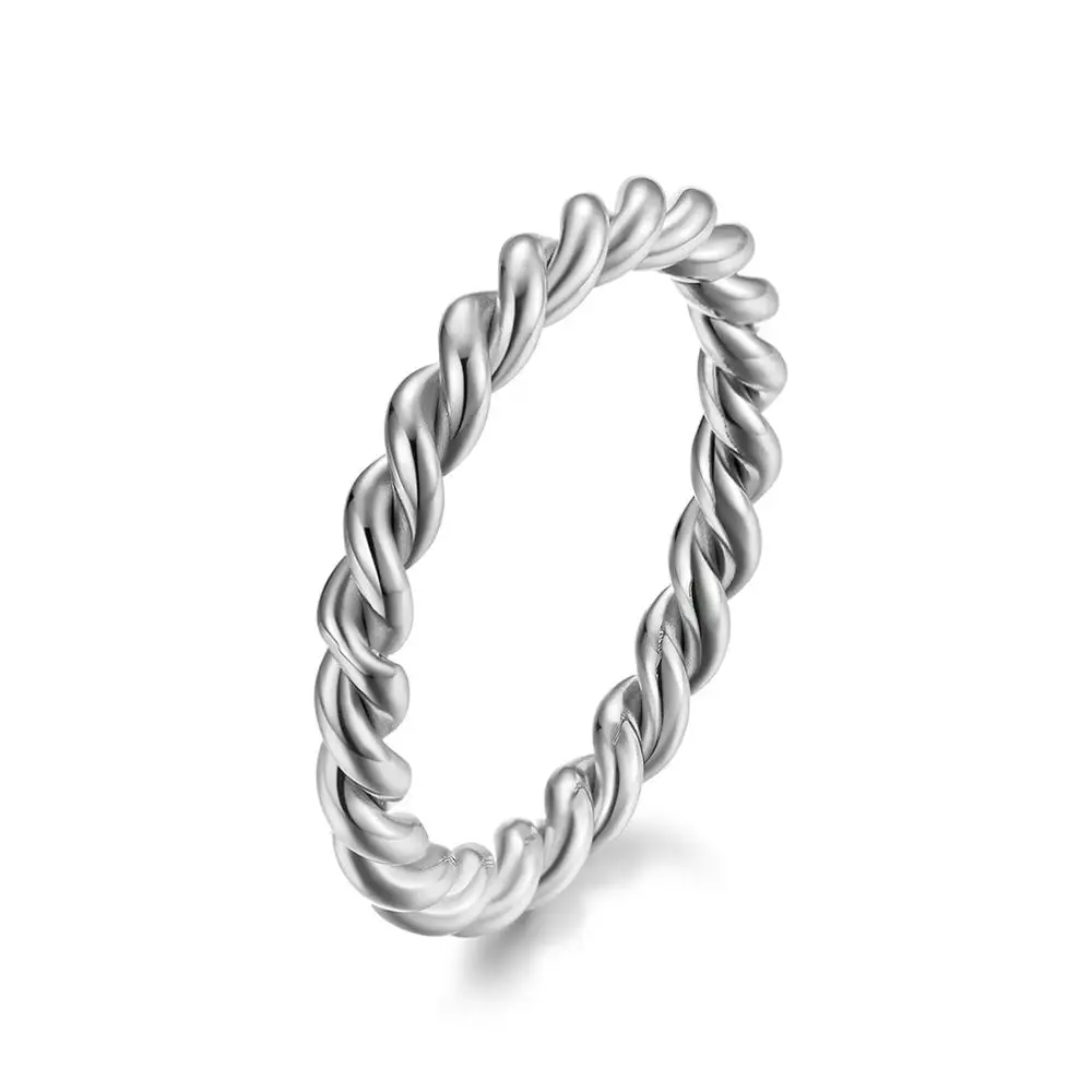3mm Minimalist Style Spiral Twisted Titanium Steel Ring Fashion Braided Shape Ring For Women Men finger ring