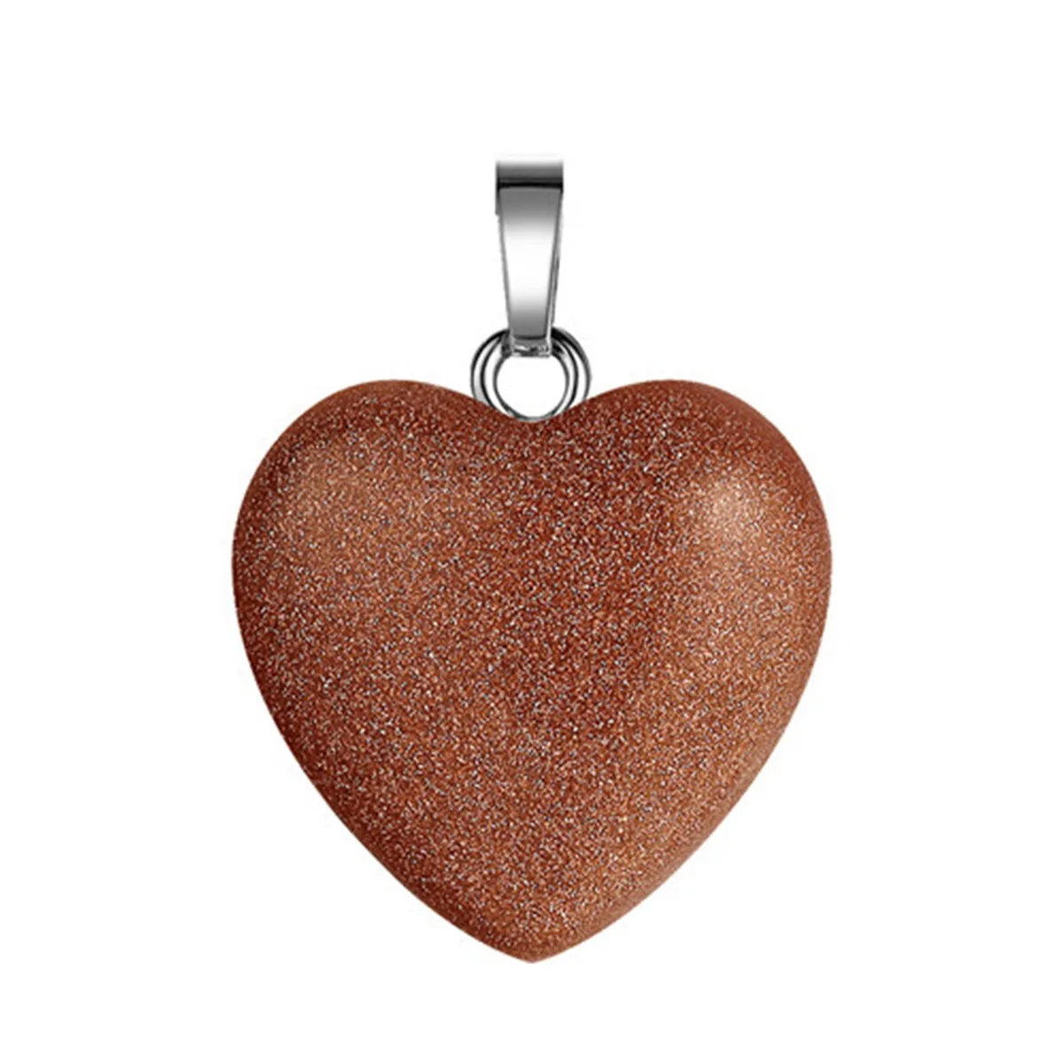 Goldstone SEVENSTONE Рейки Исцеление натуральный камень любовь сердце кулон ожерелье трендовые подвески для ангела Женские Ювелирные изделия Подарки для девушки - Окраска металла: Goldstone