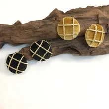 Корейские трендовые бархатные круглые гипоаллергенные серьги для женщин и девочек, винтажные модные геометрический золотистый серьги-гвоздики с ромбовидными нитями