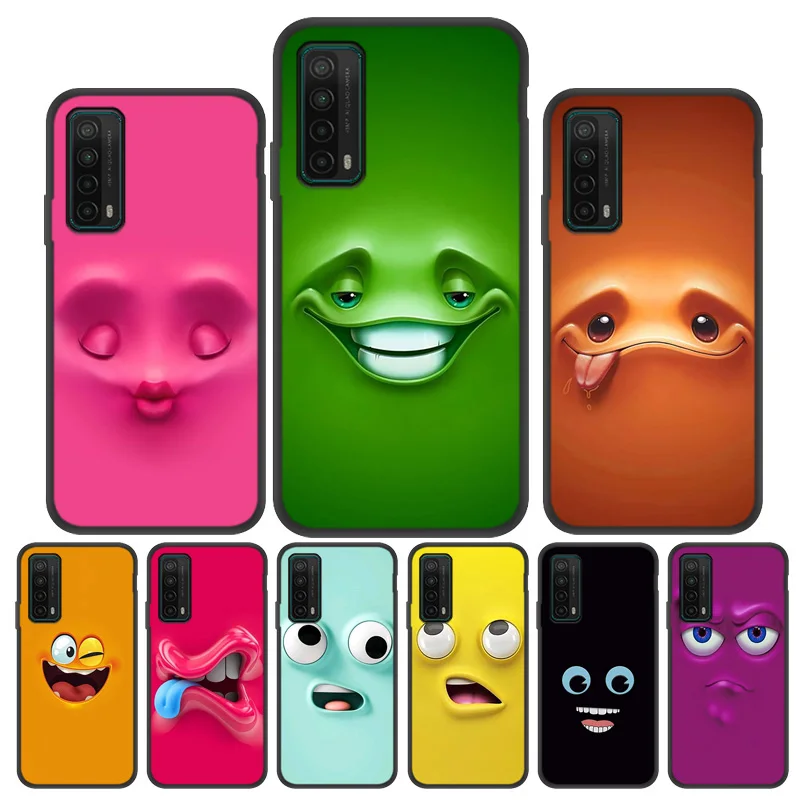 P Smart 2019 2021 Case 3D Funny Face Soft Cover For Huawei P20 P30 P40 Lite P10 Pro Y7 Y6 Prime Y5 2019 Mate 20 Nova 3E Coque