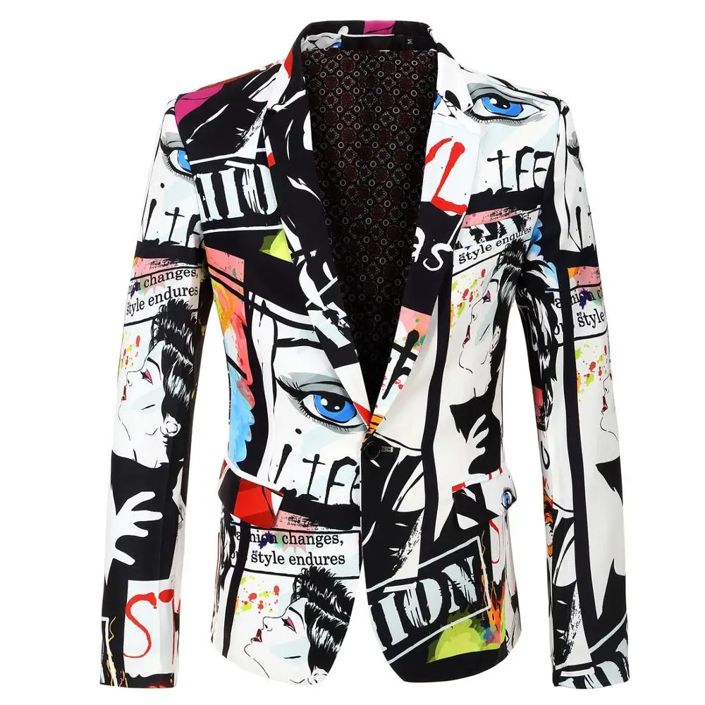England Style Male Singer Suit Fashion Hip Hop Printing Blazer Pants Set Evening Performance Host Star Stage Suits Plus Size England Style Male Singer Suit Fashion Hip Hop Printing Blazer Pants Set Evening Performance Host Star Stage Suits Plus Size