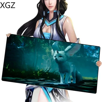 

XGZ Fantasy Animal Rabbit King Large Game Mouse Pad Dota WOT Gamer Natural Rubber Non-slip Black Seaming Mousepad 60x30/90x40