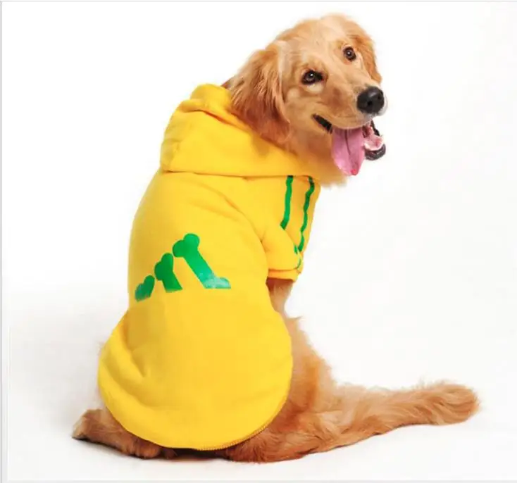 Yellow Одежда для больших собак; Рождественская зимняя теплая флисовая толстовка с капюшоном; пальто для средних и больших собак; Золотая одежда для домашних животных из Сатсумы и хаски - Цвет: Yellow