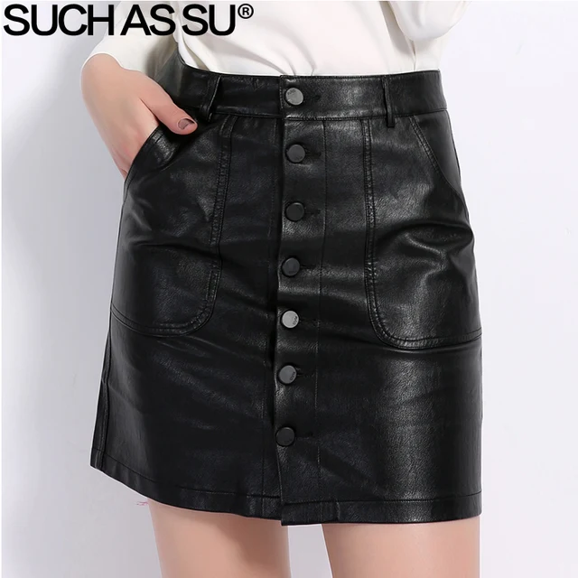 High Waist Leather Skirt 2018 New 