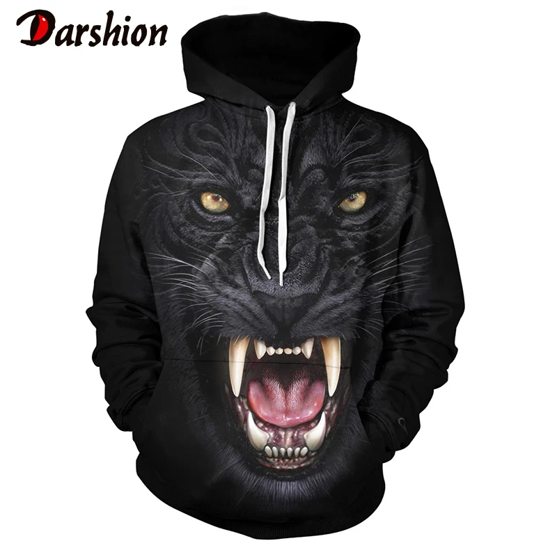 

Men's Hoodies Black 3D Wolf Printed Hoodie Men Women Sweatshirt Funny 3D Fashion Pullovers Hooded Hoody Sportwear Tops