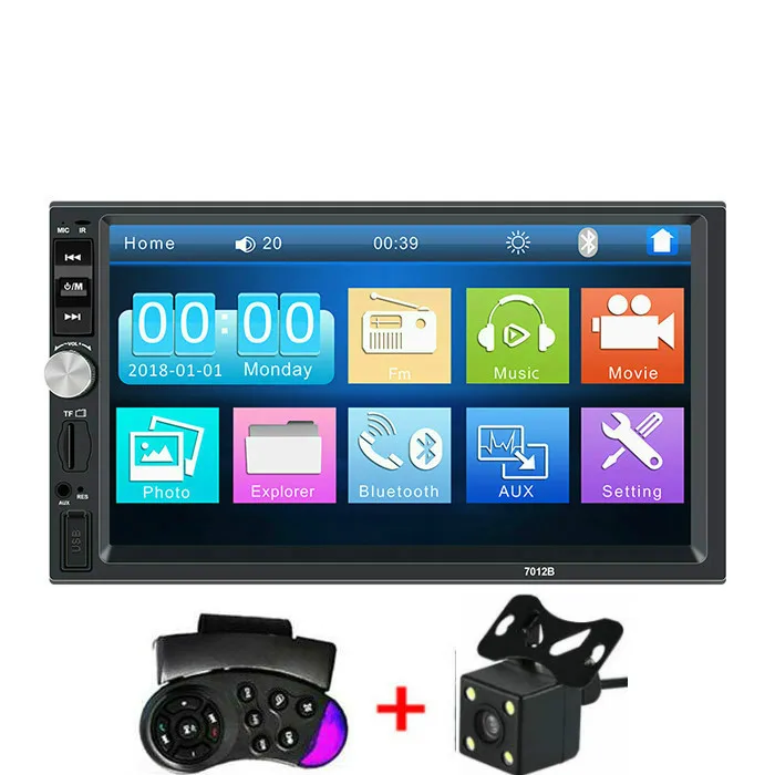 2 Din Автомобильный Радио Bluetooth мультимедийный плеер " HD сенсорный MP5 USB Авто аудио стерео с камерой заднего вида 7012B Авторадио - Цвет: with4led cam rc