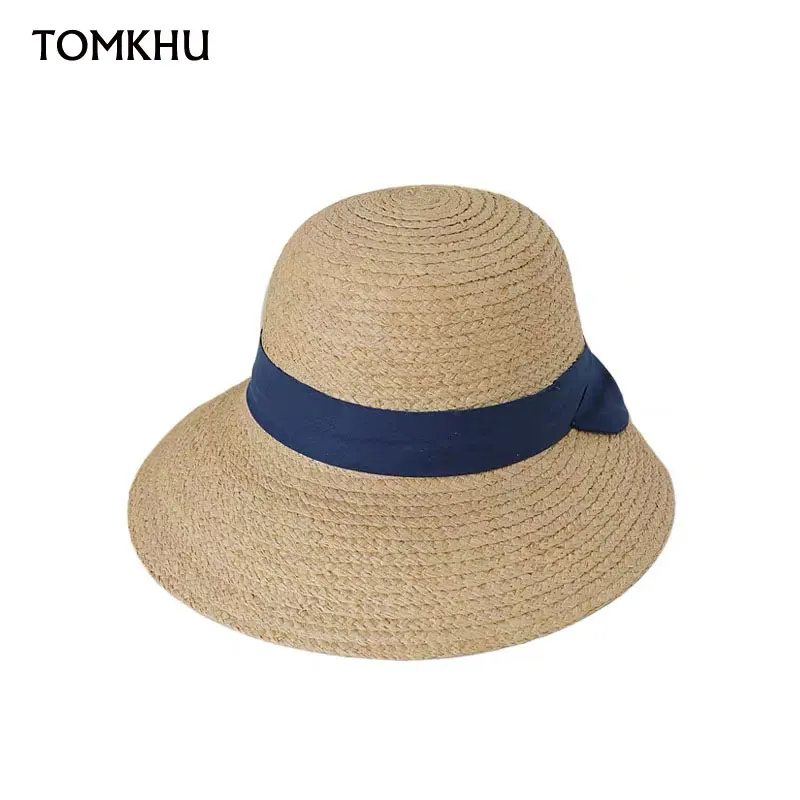 

TOMKHU New Women Summer Visors Hat Foldable Sun Hat Wide Large Brim Beach Hats Straw Hat Chapeau Femme Beach UV Protection Cap