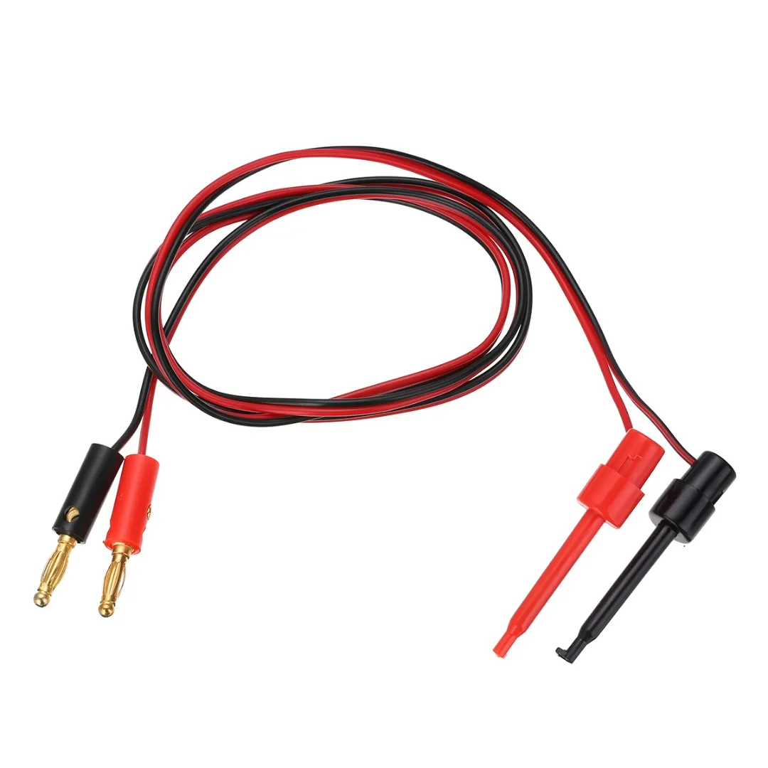1 Pair Multimeter Tools 4mm Gold Plated Banana Plug to Test Hook Clip Lead Cable 1M(3.3Ft)