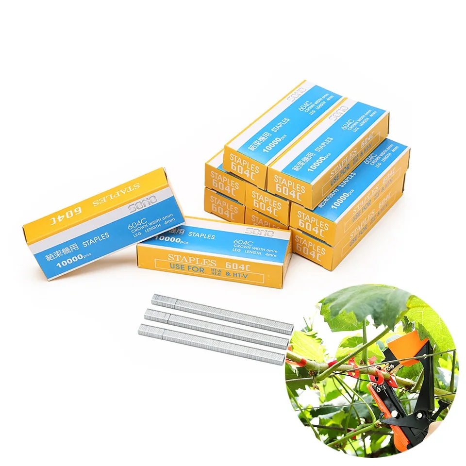 

10000pcs Staple pin binder nail Tapetool Tapener fruit tree Bind Stem Branch Strap Tool Trunk Connect Machine Pack Plant Garden