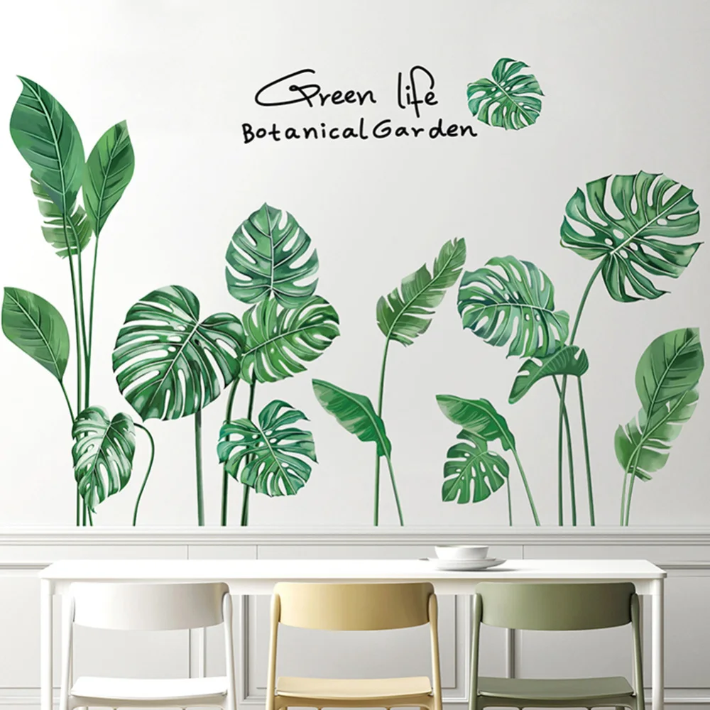 

PVC Tropical Tree Leaves Wall Stickers DIY Nordic Style Plant Wall Decals for House Living Room Bedroom Decoration 109*73cm
