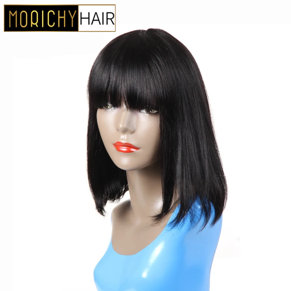 Morichy-peruca Curta Malaia Cabelo Humano Remy Cor Natural Versátil Comprimento Médio 4 High Quality Apliques e perucas