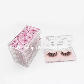 

Transparent Acrylic Mink Eyelashes Packaging Case Romantic Butterflies Lashes Boxes Custom Lashbox Packaging With Your Logo