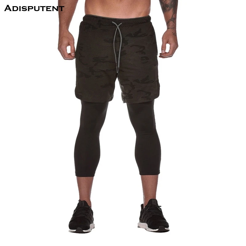 Aisputent дышащие 2 в 1 шорты для бега мужские шорты для марафона Шорты Для Фитнеса Йоги пробежки шорты для бега 3/4 мужские шорты