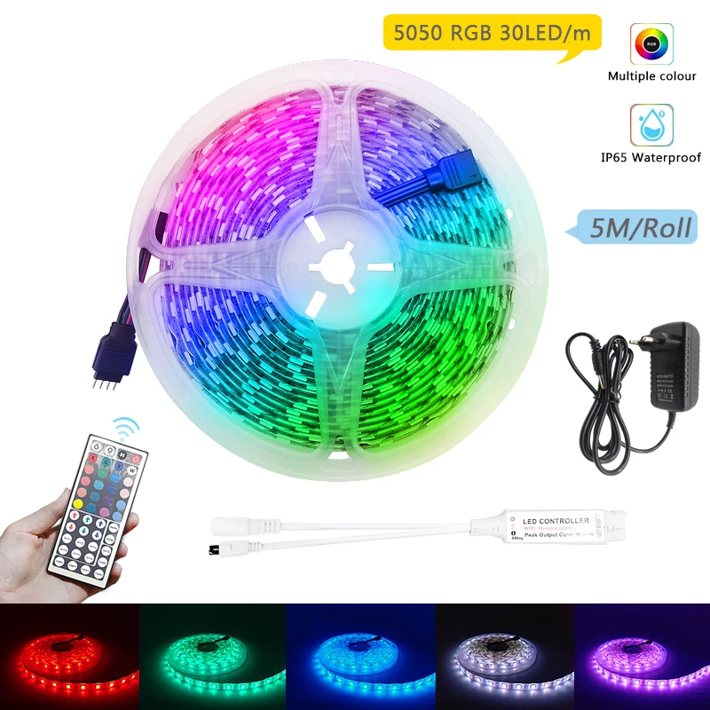GBKOF Светодиодные ленты светильник RGB 5050 SMD 2835 Водонепроницаемый гибкая лента в