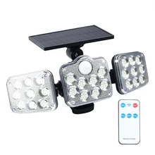 

Remote Control Outdoor PIR Motion Sensor Solar LED Lamp 122 LED 3 Head Rotatable Wall Light For Garden Door Decoration