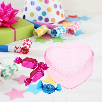 

6pcs Creative Candy Boxes Heart Shape Plastic Storage Case Gift Box Party Supplies for Wedding Birthday (Pink)