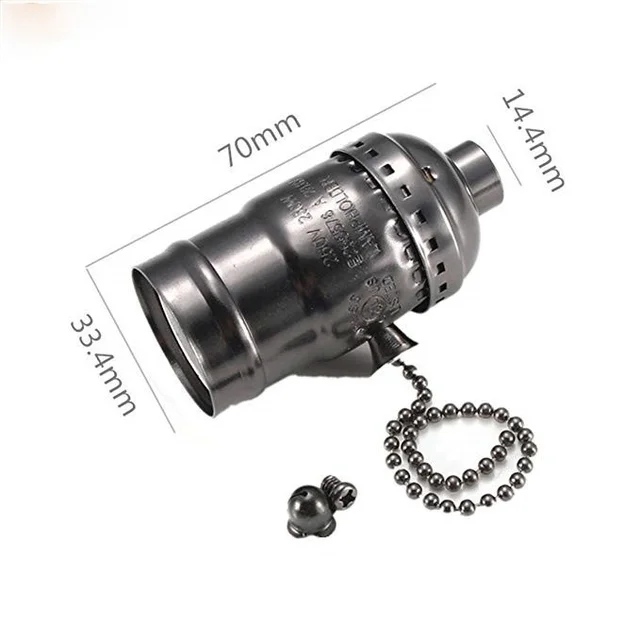 Vintage Lamp Holder Fitting E27 Lamp Holder Socket Chain Switch Douille E27 Socket Light UL CE Bulb Socket Holder Base E27C3