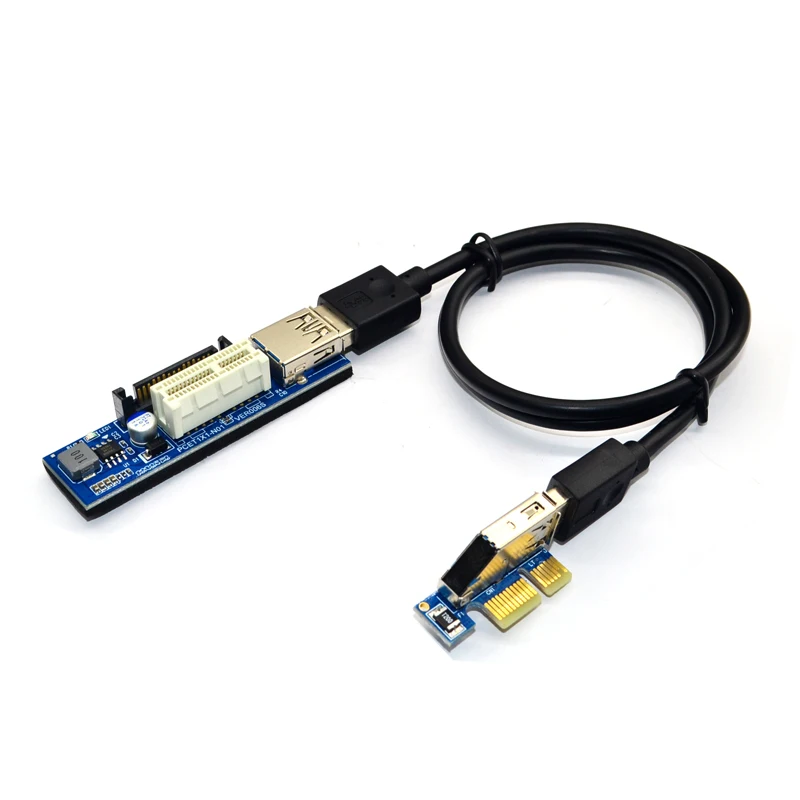 PCI-E X1 удлинитель PCI Express USB 3,0 адаптер Raiser PCIE 1X Riser Card USB 3,0 PCI-E SATA PCI E Riser PCI Express X1 в X1 слот