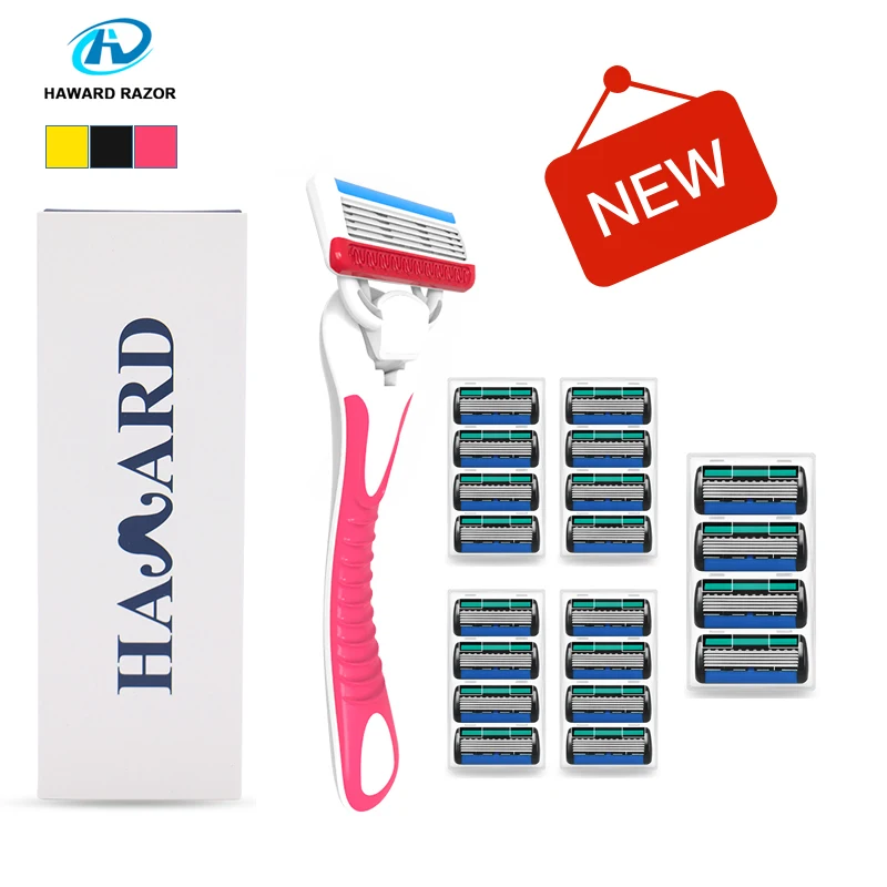 HAWARD Shaving Razor System Razor 1 Razor + 20 Cartridges 5-layer blades Mens Manual Shaver For Hair Removal