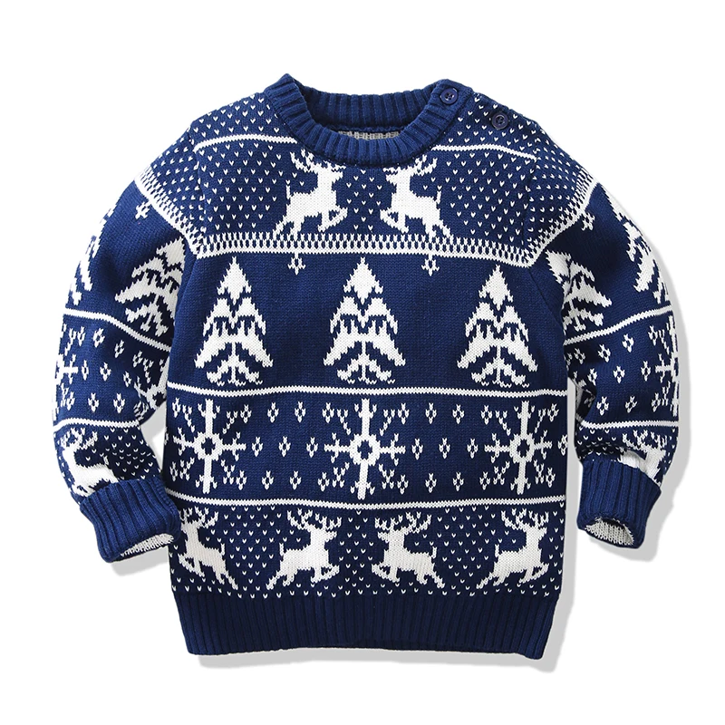 Рождественские свитера для маленьких мальчиков и девочек зимняя одежда для малышей Рождественский свитер с рисунком оленя топы с вышивкой - Цвет: JX1030D