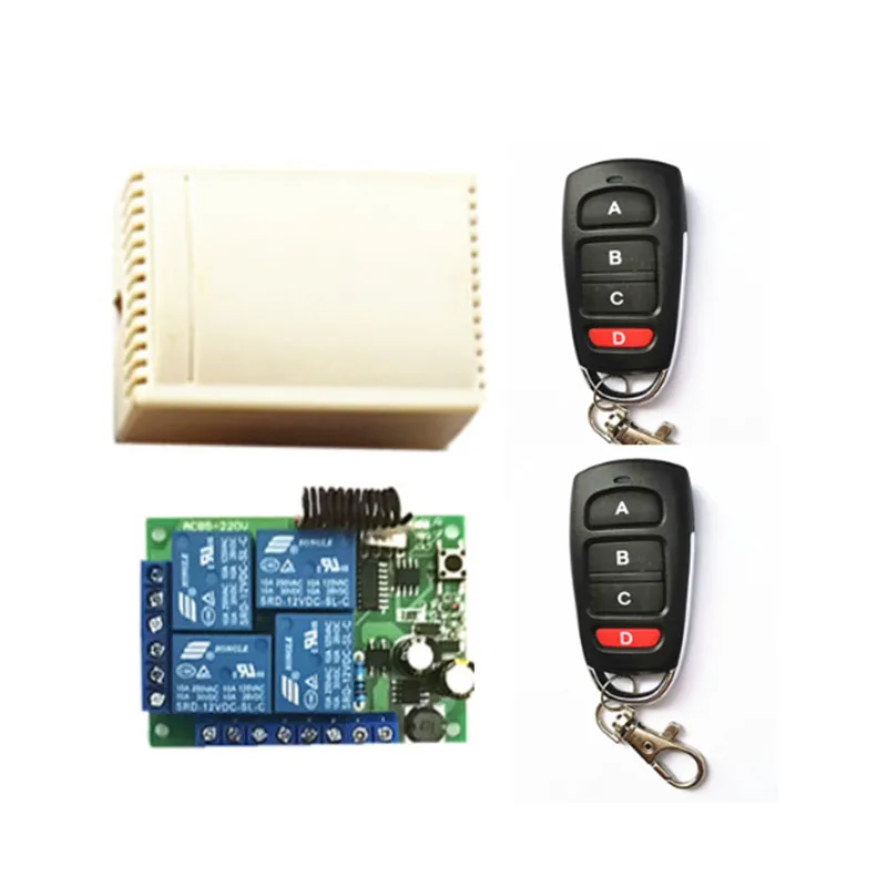 433 MHz AC 85V? 240V 250V wireless 4CH RF transmitter remote control switch + RF relay receiver for garage doors, lights, window