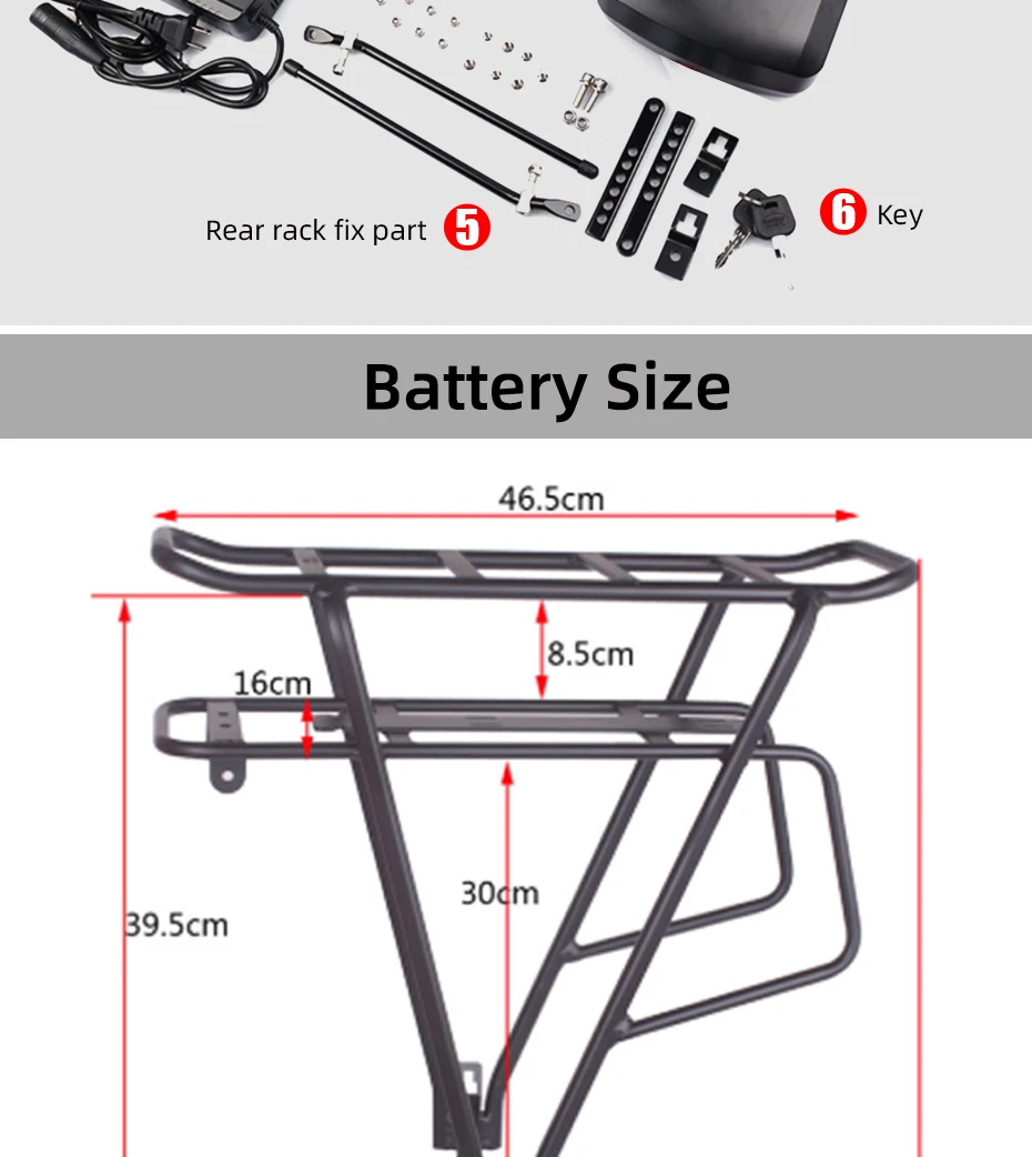 ebike da cremalheira traseira com bateria de