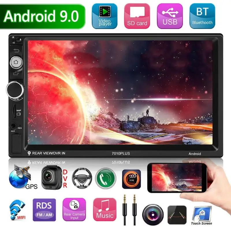 2 Din автомагнитола 7 дюймов Android 9,0 автомобильный стерео WiFi gps навигация USB AUX Bluetooth 4,1 FM AM RDS авто радио Coche авторадио