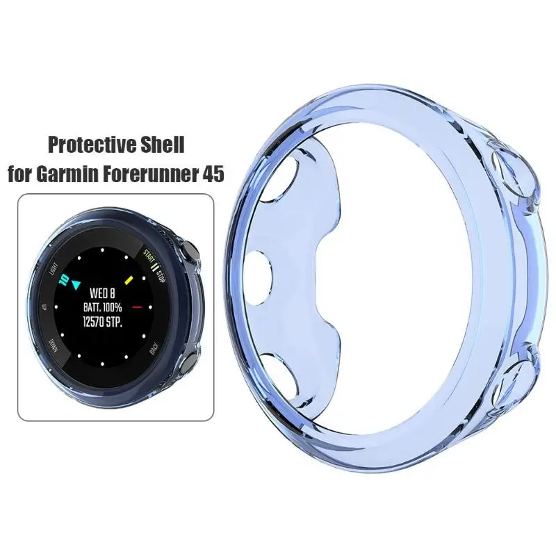 ALLOYSEED мягкий прозрачный ТПУ защитный чехол для Garmin Forerunner 45 S 45 Smartwatch Защитный чехол оболочка рамка - Цвет: for 45 Blue