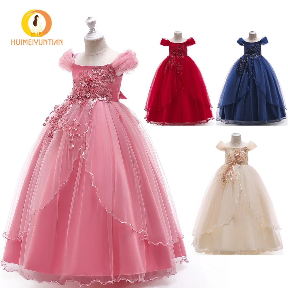 

Foreign Trade New Style GIRL'S Gown Stereo Flower Long Skirts Late Formal Dress Princess Dress Catwalks Host Performance Wear Wh