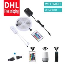DHL SMD5050 RGB Светодиодная лента для управления телефоном Wi-Fi с Amazon Alexa Google Home IFFFT DC 12V гибкий светильник+ Мощность