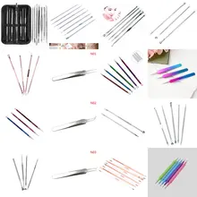 1 Набор, устройство для удаления прыщей из нержавеющей стали, инструмент для удаления прыщей, игла для прыщей, зажим для пор, двойная головка, поддевание акне, боль в лице, красота кожи, набор