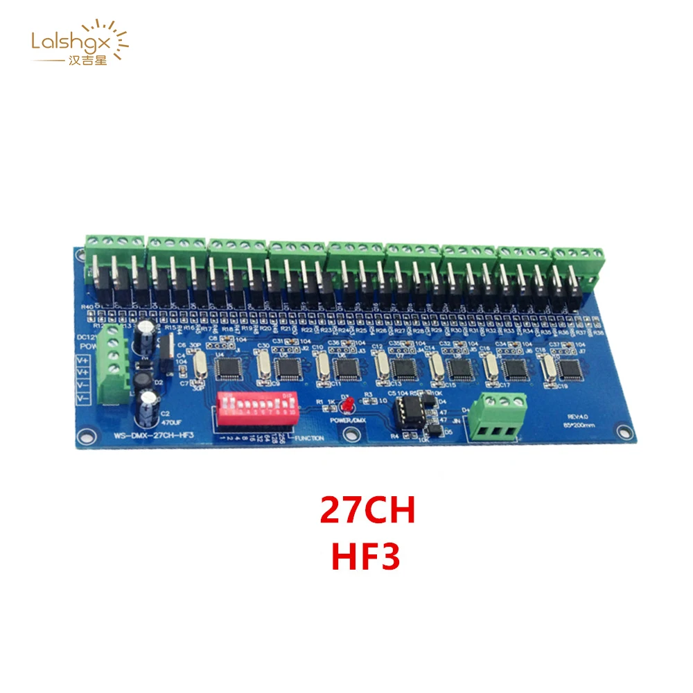 

free shipping 27Channel HF3 27CH 9 group max 3A DMX512 XPL 3P LED Decoder controller for DC12V-24V RGB led module strip lights