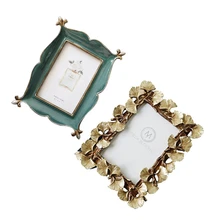 FFYY-2 шт новая смола ретро фоторамка украшения для дома-черновато-зеленый и золотой лист гинкго