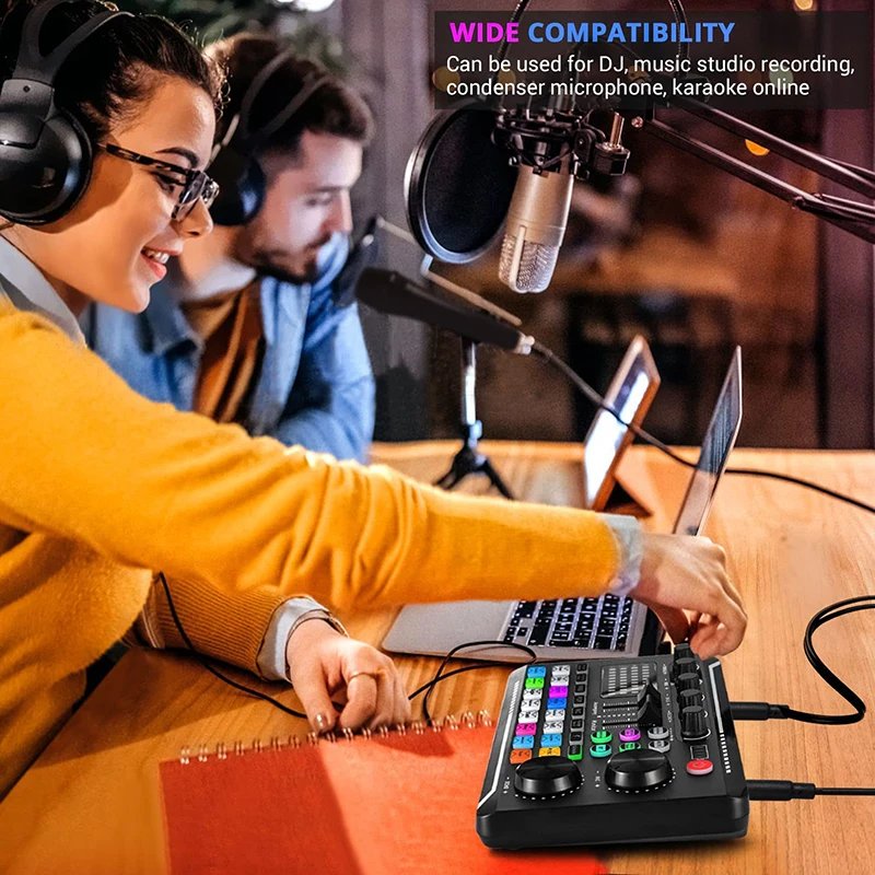 Placa de Som ao Vivo e Interface de Áudio com Efeitos de dj Mixer e Trocador de Voz Misturador de Áudio Bluetooth para Youtube Estéreo Streaming de dj - Image 6