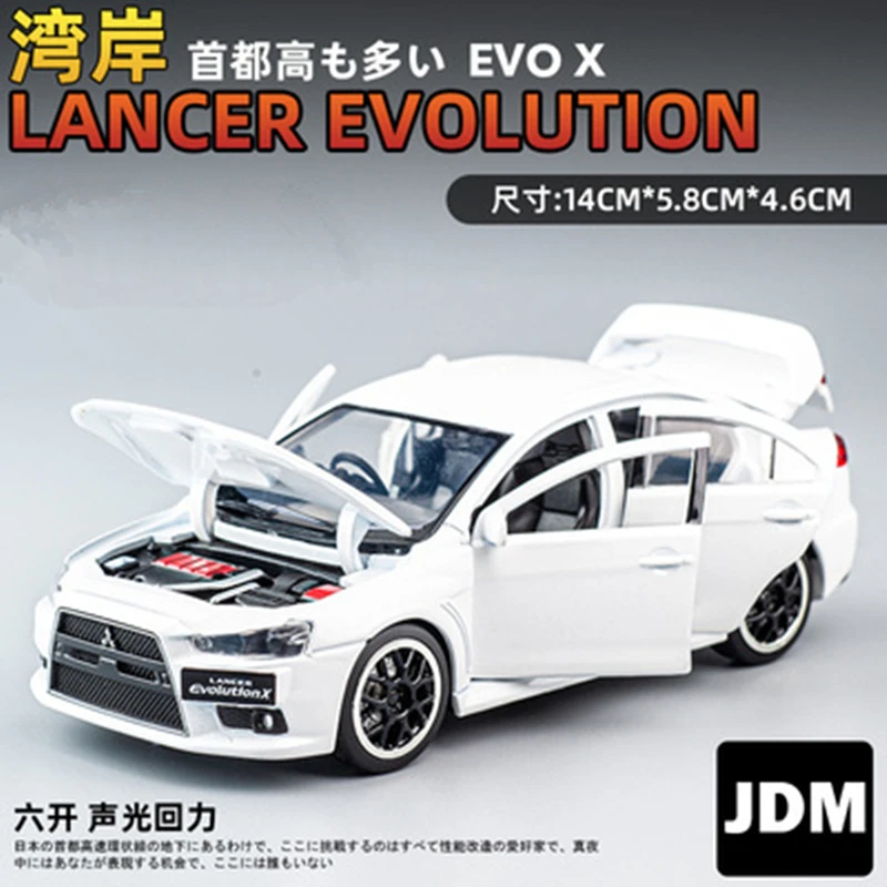 1:32 Mitsubishis Lancer Evo X 10 Alloy Racing Car Model Diecast Metal Toy Car Model High Simulation Sound and Light Kid Toy Gift