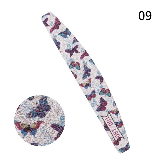 Printed Half Moon Nail file 100/180 Sandpaper Nail File Sanding Gel Polishing files Professional nails manicure file
