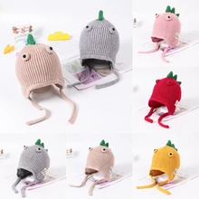 Красивая осенне-зимняя шапка для малышей; шапка для маленьких мальчиков и девочек; вязаная Милая теплая шапочка-бини