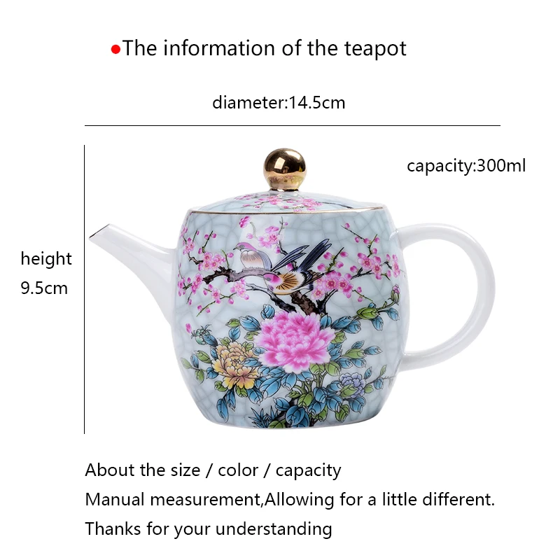 Jingdezhe чайник керамический фарфоровый чайник 300 мл нарисованный вручную Цветок Птица чайная посуда контейнер посуда для кофе чайник для молока горшки