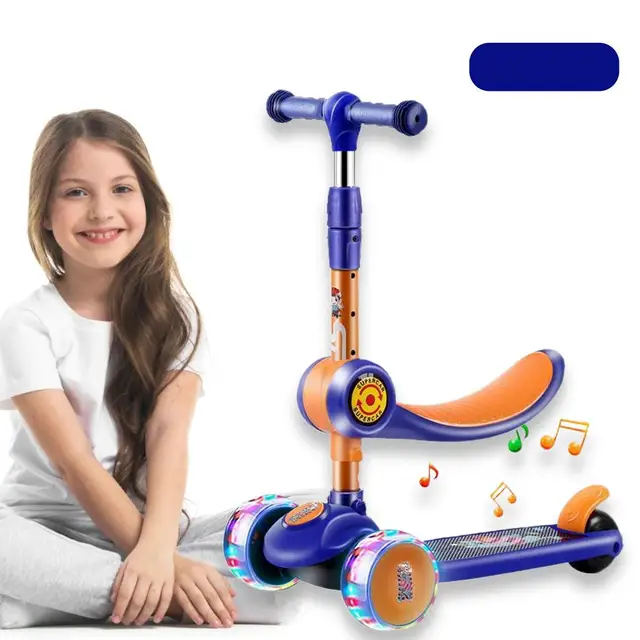  FunYi Patinete de 3 ruedas para niños, scooter 3 en 1 para  niños con asiento extraíble, patinete y cochecito de bebé y coche de  equilibrio deslizante, scooter con ruedas intermitentes LED