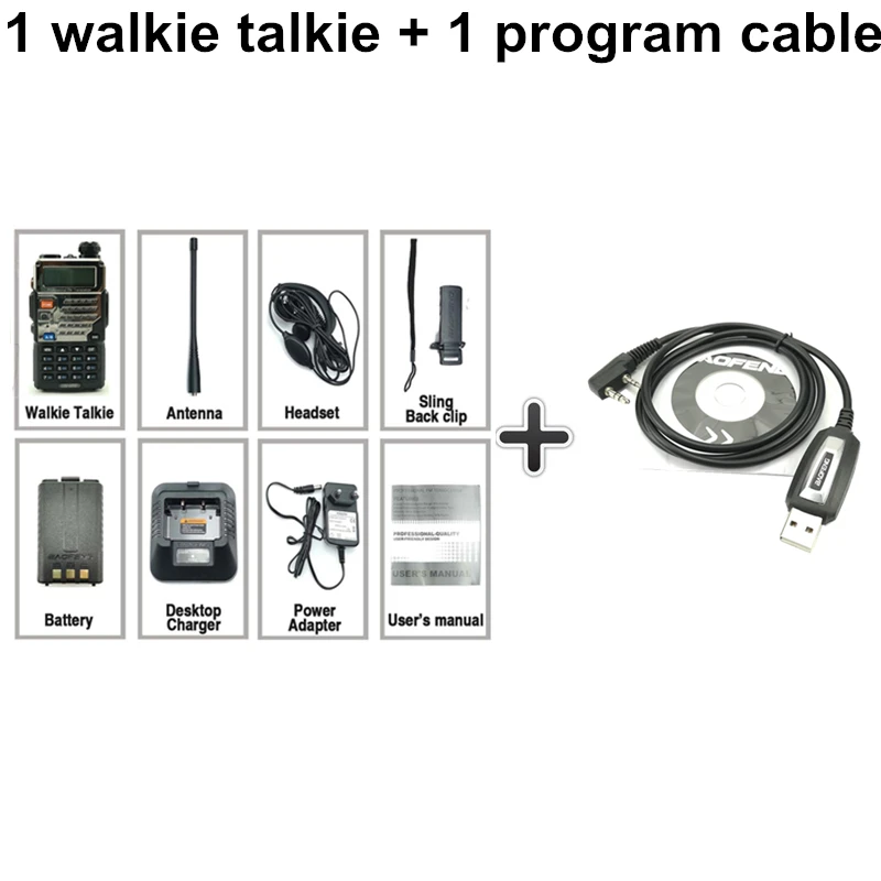 Add a program cable Baofeng UV-5RE рация 5 Вт UHF& VHF SMA-FProfessional CB радио HF трансивер Baofeng UV5RE UV 5R UV5 - Цвет: Add a program cable
