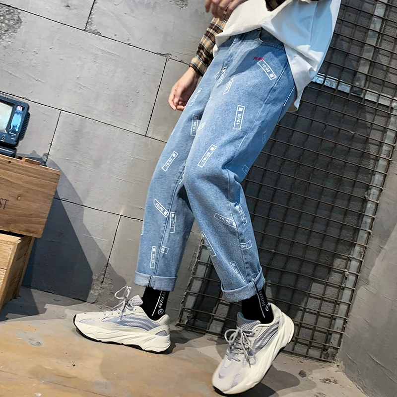Autumn Jeans Men s Fashion Letter Printing Casual Jean Pants Streetwear Men Wild Hip Hop Loose 4