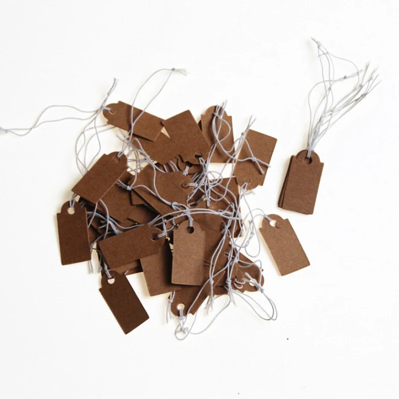 1000PCS Brown Paper Tags Price Labels With Elastic Rubber Line 25X15MM Hot  Selling For Craft Or Jewelry Shops With Wholesa